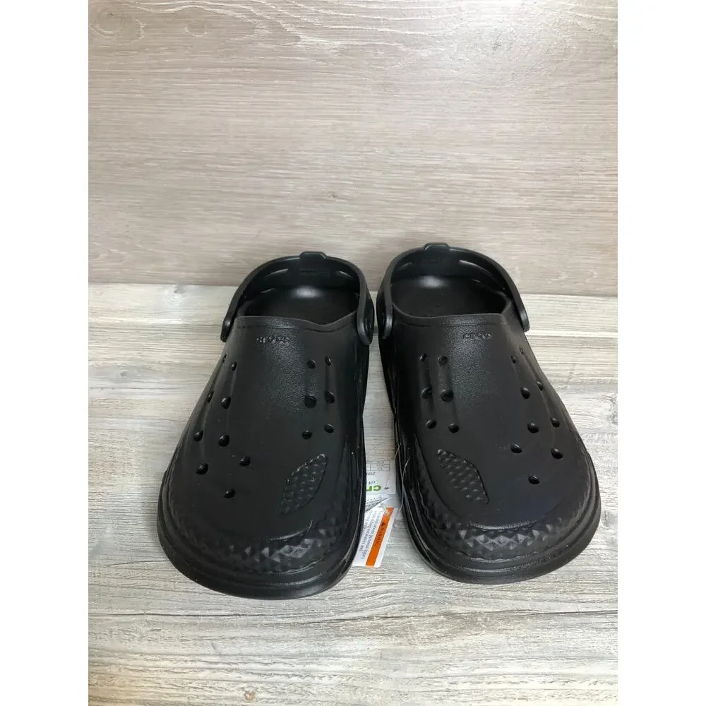 Crocs Unisex Adult Off Grid Clog, Men's Size 11 All Black Slip-On Shoes NEW